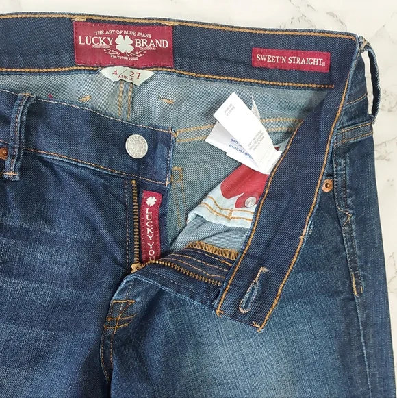 New Lucky Brand Dark Wash Sweet 'N Straight Jeans, Size 4 - Picture 5 of 8